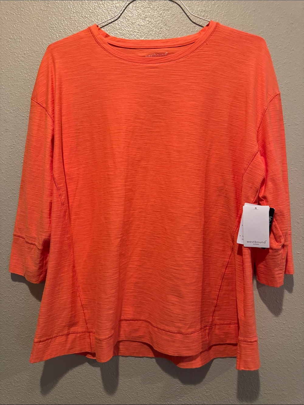 Westbound Women's Coral Slub Crewneck Long Sleeve Top